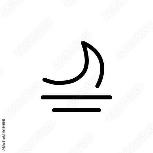 water waves moon icon sign vector