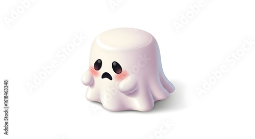 Wallpaper Mural Cute Kawaii Ghost Character with Blushing Cheeks Torontodigital.ca