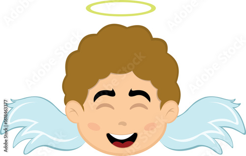 vector illustration face angel character cartoon, with a cheerful and smiling expression