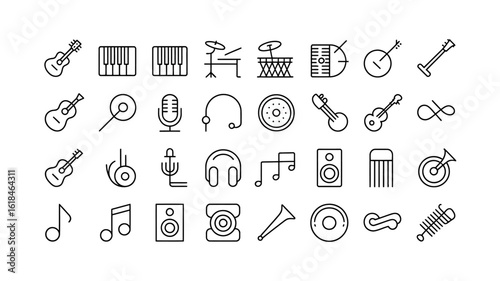 Vector art of musical instrument icons isolated on white background for web design and application