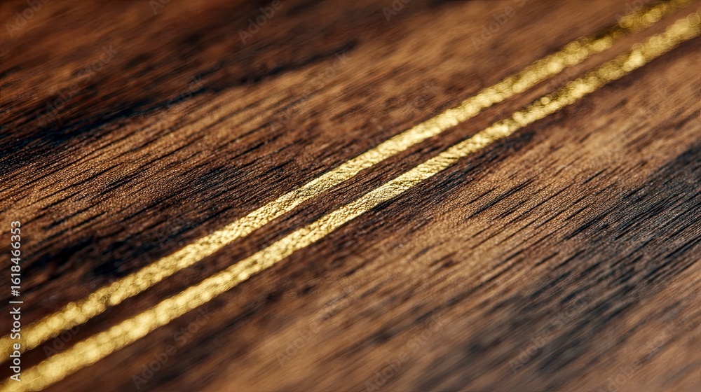 Fototapeta premium Dark wood with golden lines