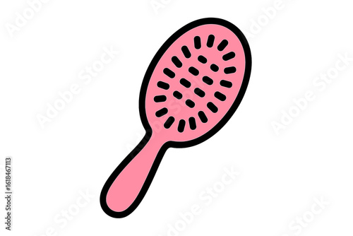 Vector Illustration of a Pink Hairbrush Icon