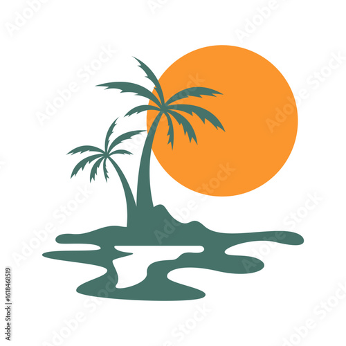 Summer beach logo design