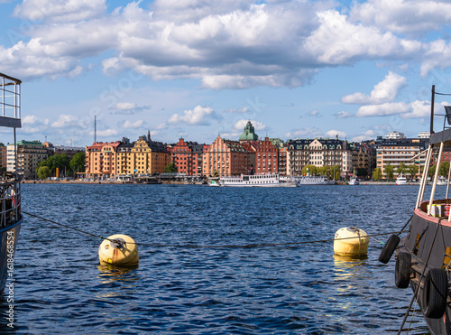Photography Scenic Waterfront View of Stockholm's Colorful Buildings