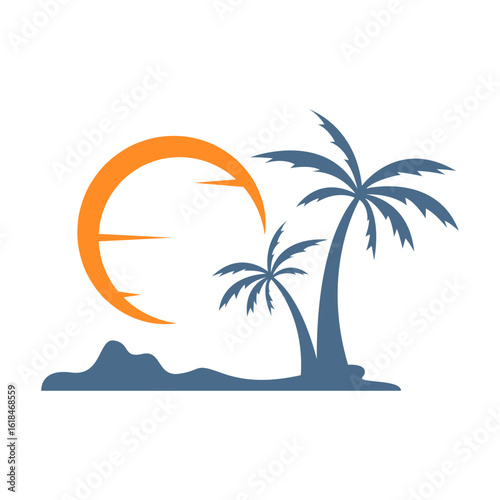 Summer beach logo design