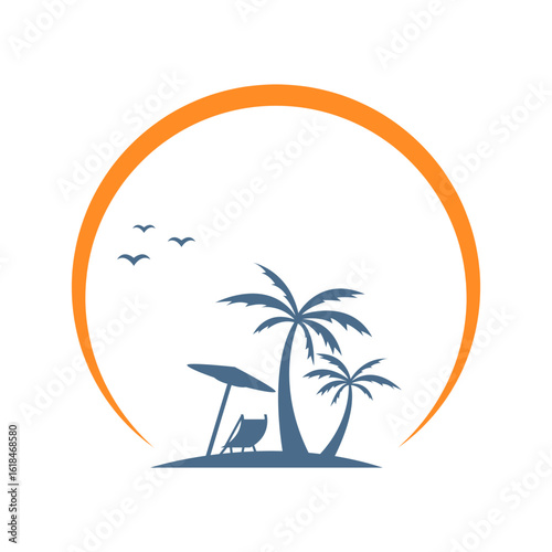 Summer beach logo design