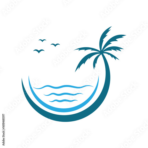 Summer beach logo design