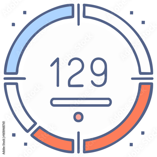 Circular gauge icon with a numerical display for data and performance metrics