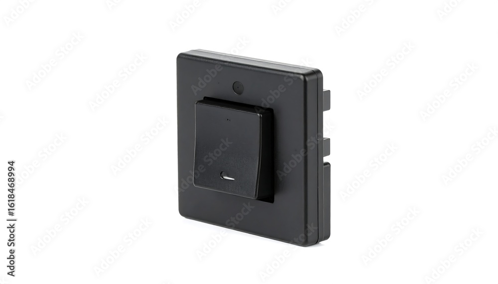 Fototapeta premium Angled View of a Black Light Switch Against a White Background