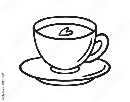 cup of coffee icon doodle hand drawn. Outline drawing cup of tea line clipart symbol