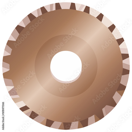 Illustration of a bronze gear wheel with internal and external details