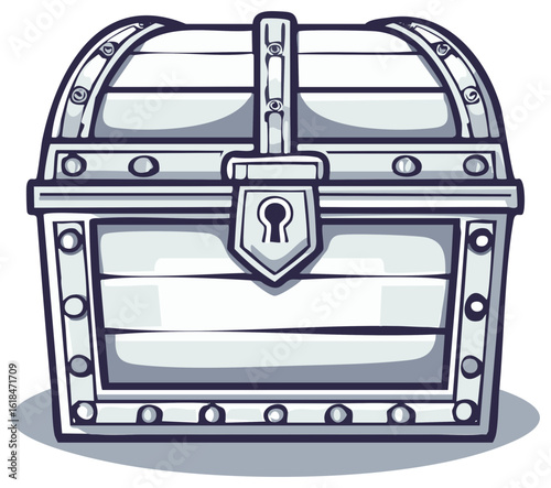 Pirate Treasure Chest Illustration Antique Styled Chest with Lock and Metal Braces Vintage Container for Gold