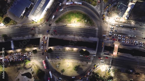 Wallpaper Mural Timelapse of traffic at a large roundabout in Mendoza, Argentina. Aerial View. Torontodigital.ca