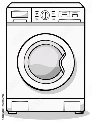Modern front loading washing machine household appliance simple cartoon vector illustration for laundry cleaning