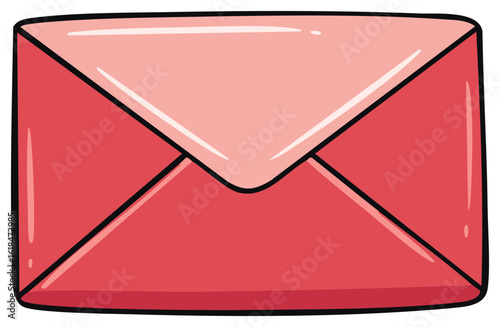 Cartoon Illustration of a Red Envelope Closed, Ready to be Mailed