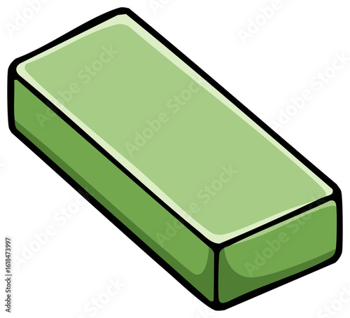Simple Green Bar of Soap Illustration for Personal Hygiene or Bath Products
