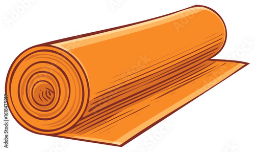 Orange Rolled Exercise Yoga Mat Fitness Equipment Cartoon Illustration