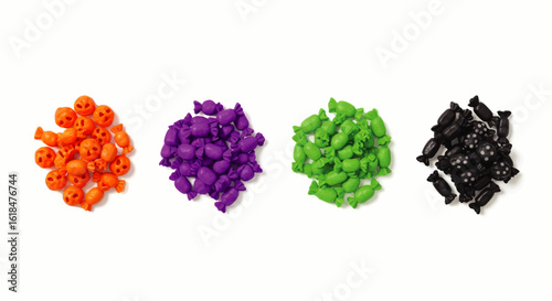 Halloween Candy Pile in Orange Purple Green and Black.