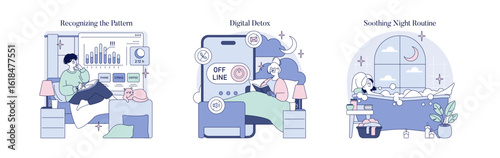 Digital Detox Inspired Vector Illustration Set