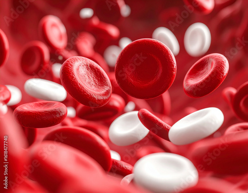 Circulatory System Visualization with Red and White Cells