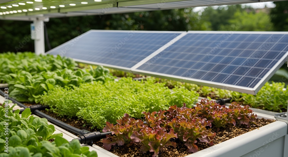Fototapeta premium Tech garden with solar panels