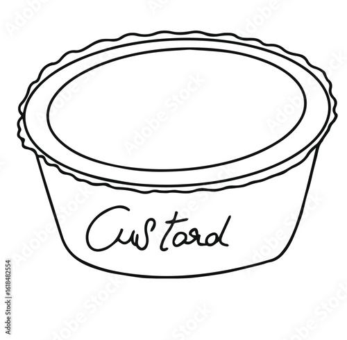 Cute cartoon hand drawn vector custard ouline.