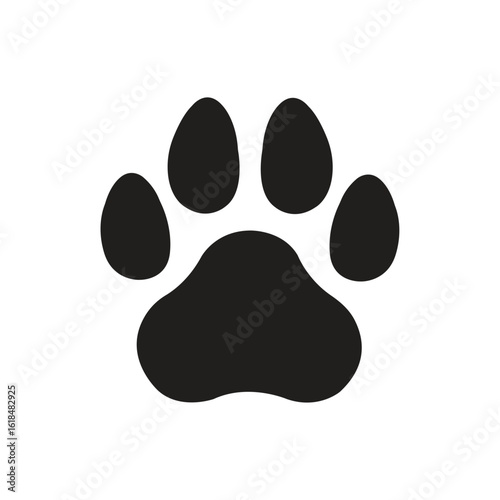 Bold Black Paw Print Silhouette – Animal Footprint Icon for Pet Lovers