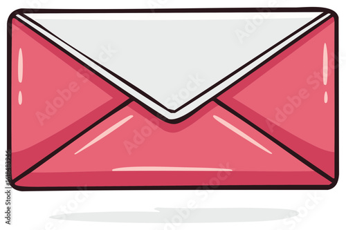 Pink Mailing Envelope Vector Cartoon Style Sealed Letter Message Delivery Mail Art