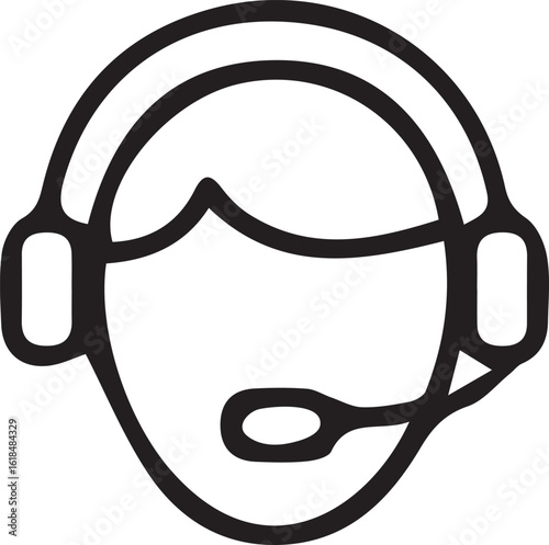 Customer Service Icon Depicting a Person with a Headset Communicating and Providing Support in a Clean, Modern Design