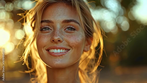 Golden Hour Portrait: A Radiant Smile in Nature's Embrace