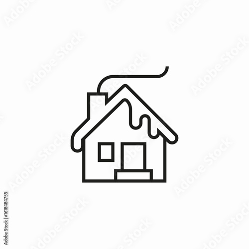 snow covered house icon sign vector