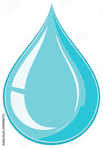 Clear Blue Water Drop with Reflections and Shading