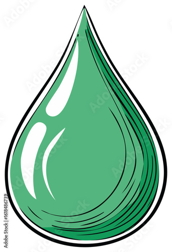 Green Liquid Water Drop Vector Illustration