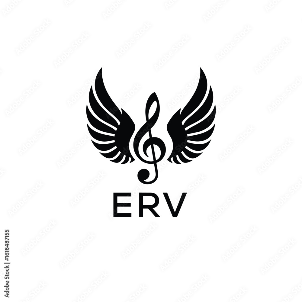 Obraz premium Creative Music Logo with Treble Clef and Wings – ETZ Musical Brand Identity Design 