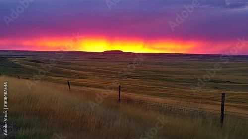 Fiery Sunset over the Plains