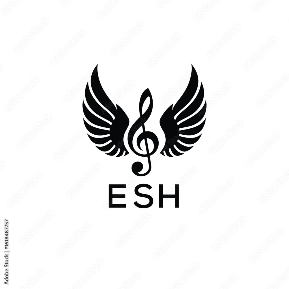 Fototapeta premium Creative Music Logo with Treble Clef and Wings – ETZ Musical Brand Identity Design 
