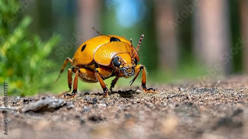 Magnificent Macro Shot of a Golden Beetle