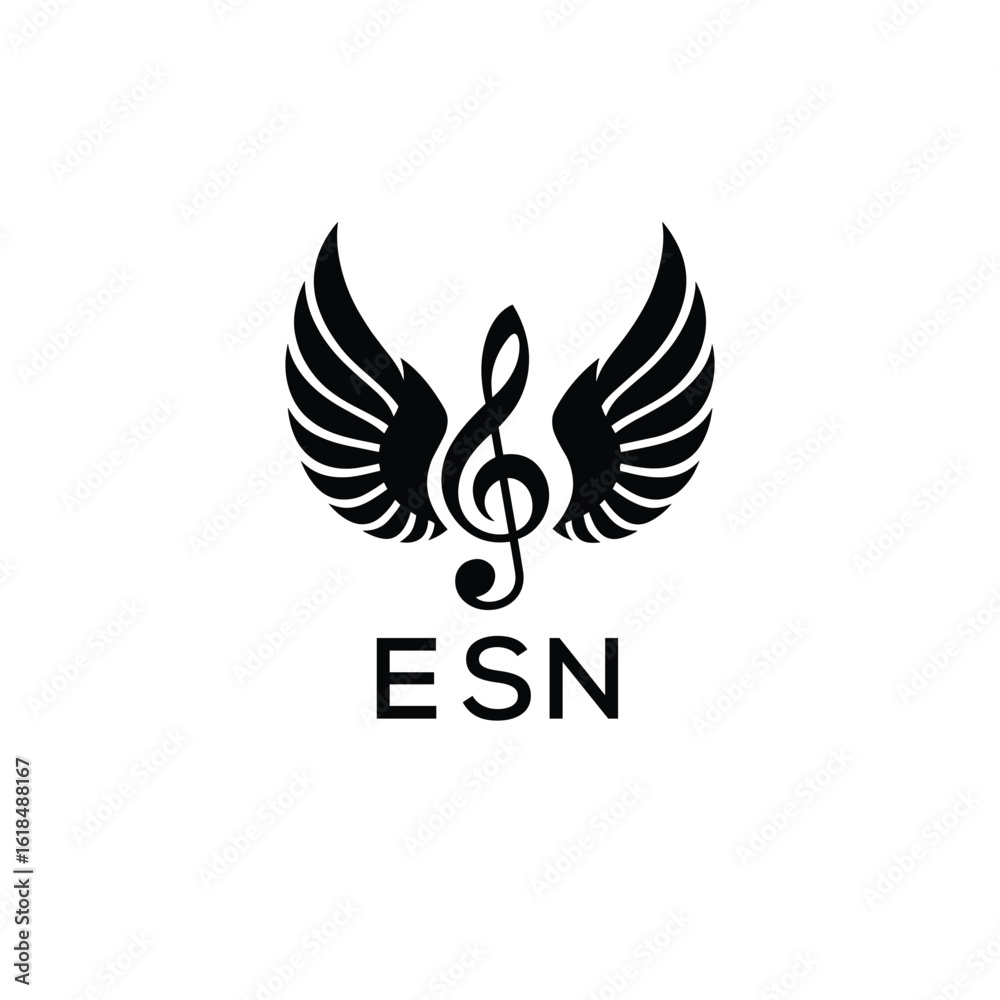 Obraz premium Creative Music Logo with Treble Clef and Wings – ETZ Musical Brand Identity Design 