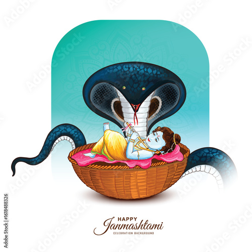 Celebrating happy janmashtami festival card design
