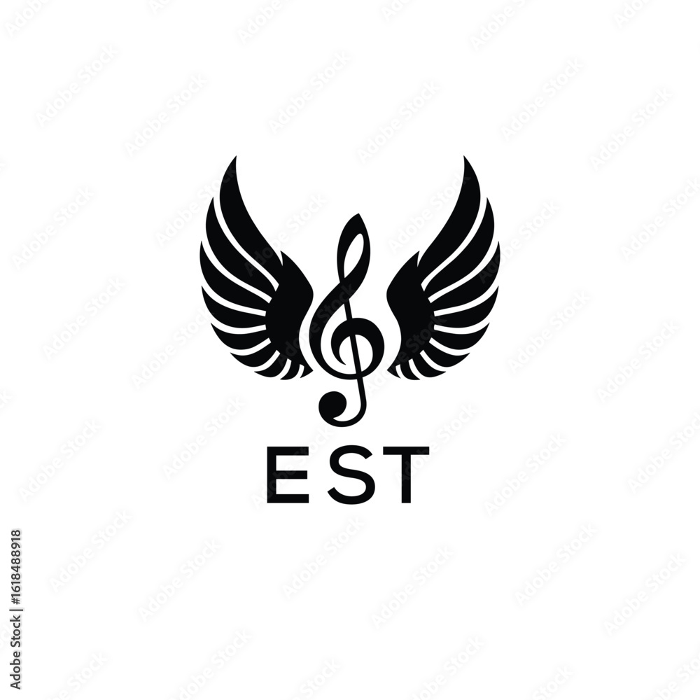 Obraz premium Creative Music Logo with Treble Clef and Wings – ETZ Musical Brand Identity Design 