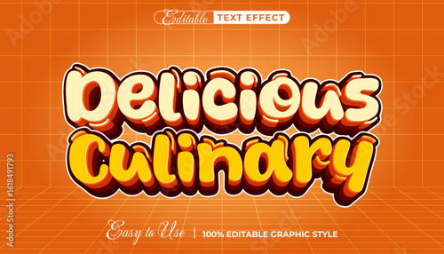 Delicious culinary 3D text effect with a modern cartoon style. Editable yellow and orange font for food branding and menus.