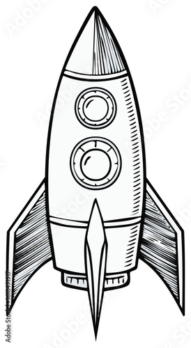 Retro Rocket Illustration Space Exploration Spaceship Voyage