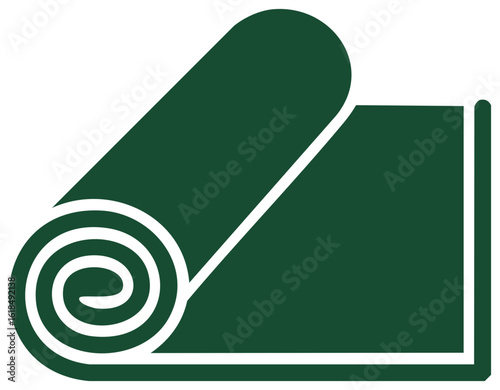 Rolled Up Carpet Rug Mat Icon Green Minimalist Simple Design