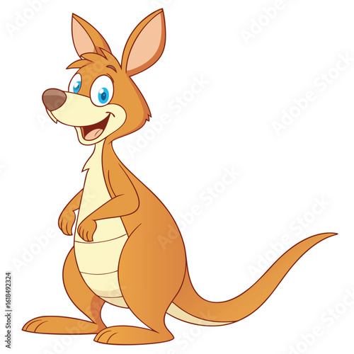 Happy cartoon kangaroo standing marsupial animal