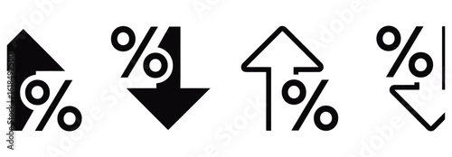 WebVector art of percentage increase and decrease arrows isolated on white background represent financial trends