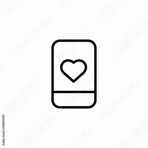 heart on phone love icon sign vector