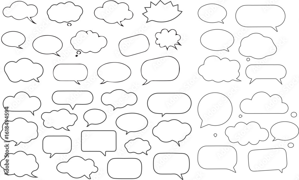 Fototapeta premium Set of hand-drawn Speech balloon, frames, stylish, speech bubbles