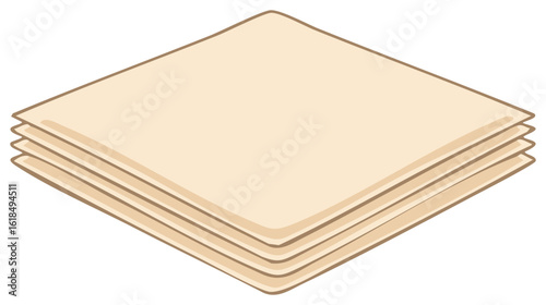Stack of Beige Napkins: Kitchen Linens Folded for Dining, Illustration