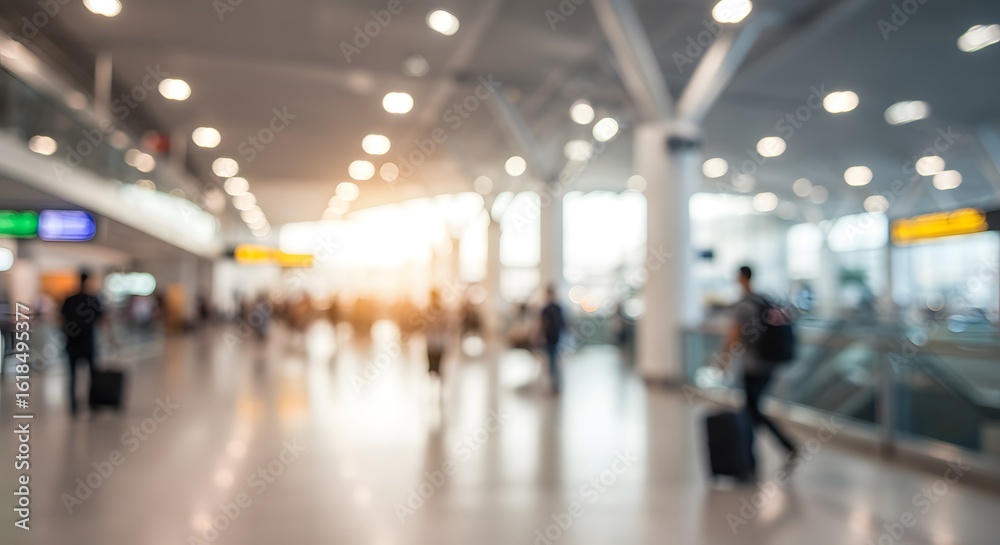 Obraz premium Blurred scene inside an airport terminal