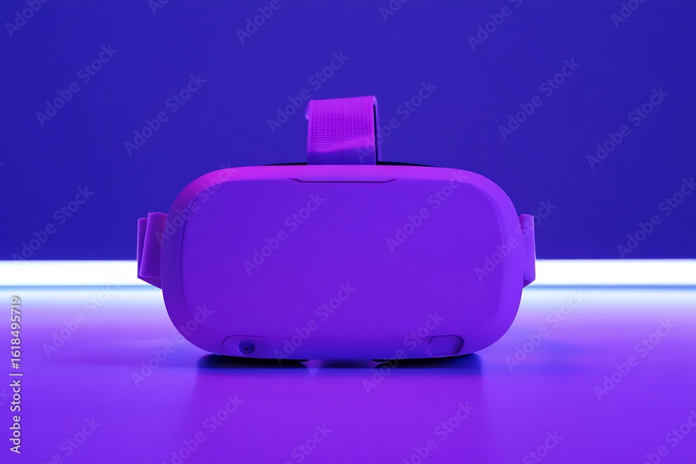 Obraz premium Virtual Reality Headset on Purple Background for Future Technology